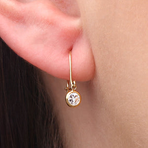Par de Brinco Infantil em Ouro Amarelo 18 k com Zirconias