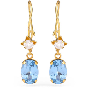 Par de Brinco em Ouro Amarelo 18 k com Zirconias Azuis e Brancas