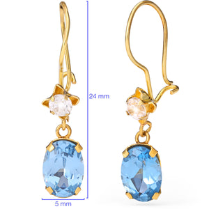 Par de Brinco em Ouro Amarelo 18 k com Zirconias Azuis e Brancas