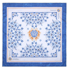 Lenço Azul Floral Medalhão Persa
