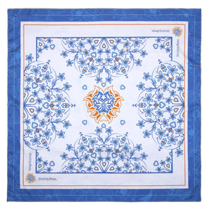 Lenço Azul Floral Medalhão Persa