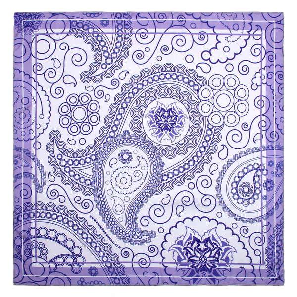 Lenço Lilás Com Mandalas Simbolo Medalhão Persa