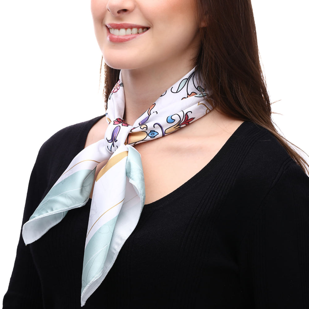 Lenço Floral Medalhão Persa com Verde Multi Colour
