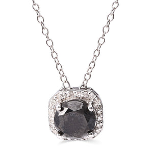 Pingente em Prata Ponto de Luz de Diamante Negro