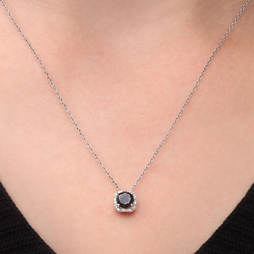 Pingente em Prata Ponto de Luz de Diamante Negro