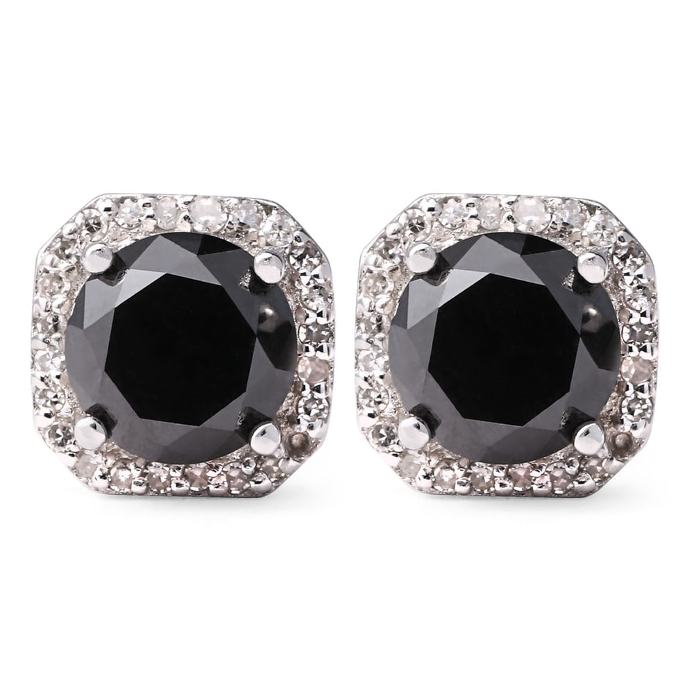 Par De Brinco em Prata de Diamantes Negros