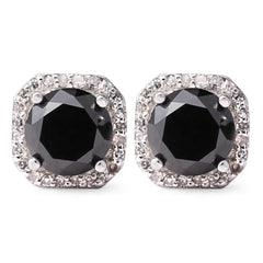 Par De Brinco em Prata de Diamantes Negros