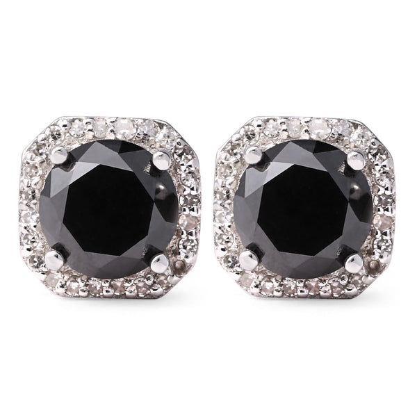 Par De Brinco em Prata de Diamantes Negros