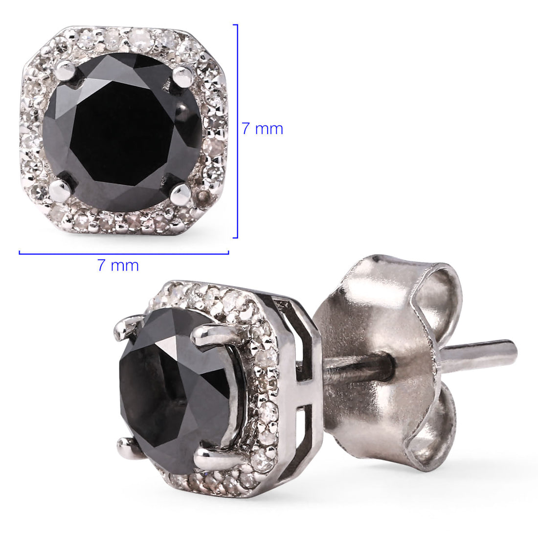 Par De Brinco em Prata de Diamantes Negros