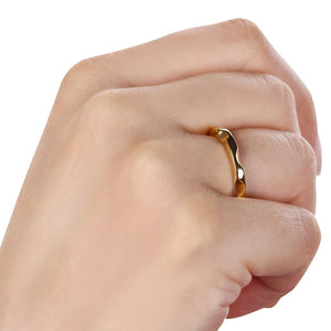 Aliança em Ouro Amarelo 18k Inteira Ondulada