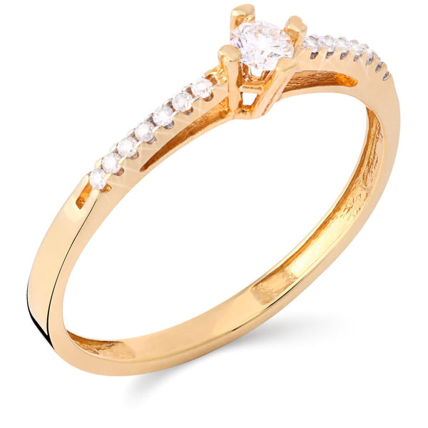 Anel em Ouro Amarelo 18k Solitário com Diamante
