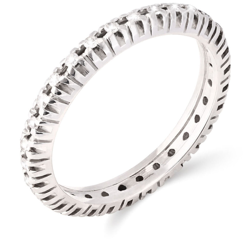 Aliança Em Ouro Branco 18k com Diamantes