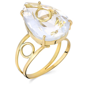 Anel em Ouro Amarelo 18k com Cristal