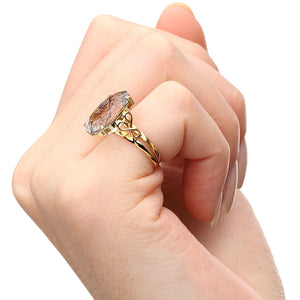 Anel em Ouro Amarelo 18k com Cristal Rutilado Oval