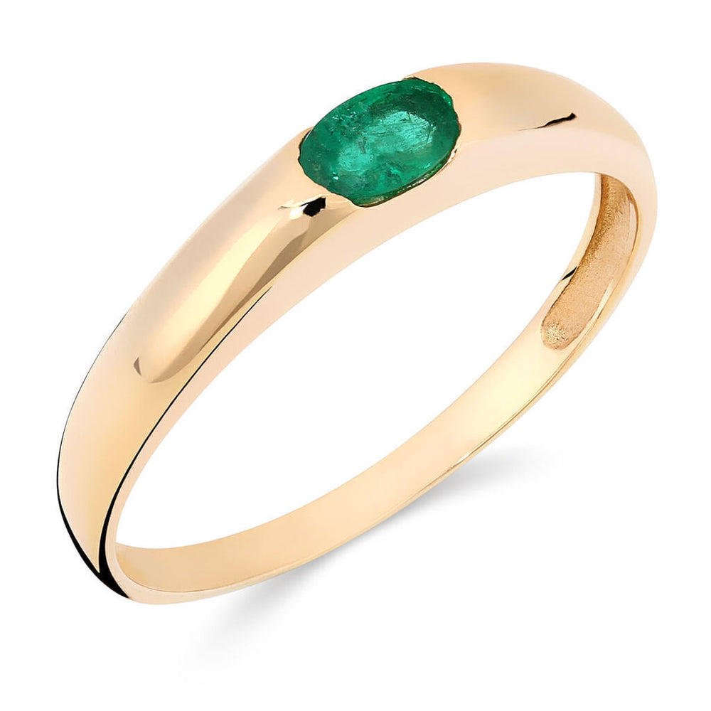 Anel em Ouro Amarelo com Esmeralda