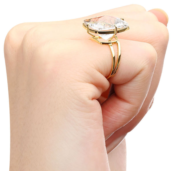 Anel em Ouro Amarelo 18k Quartzo Rutilado