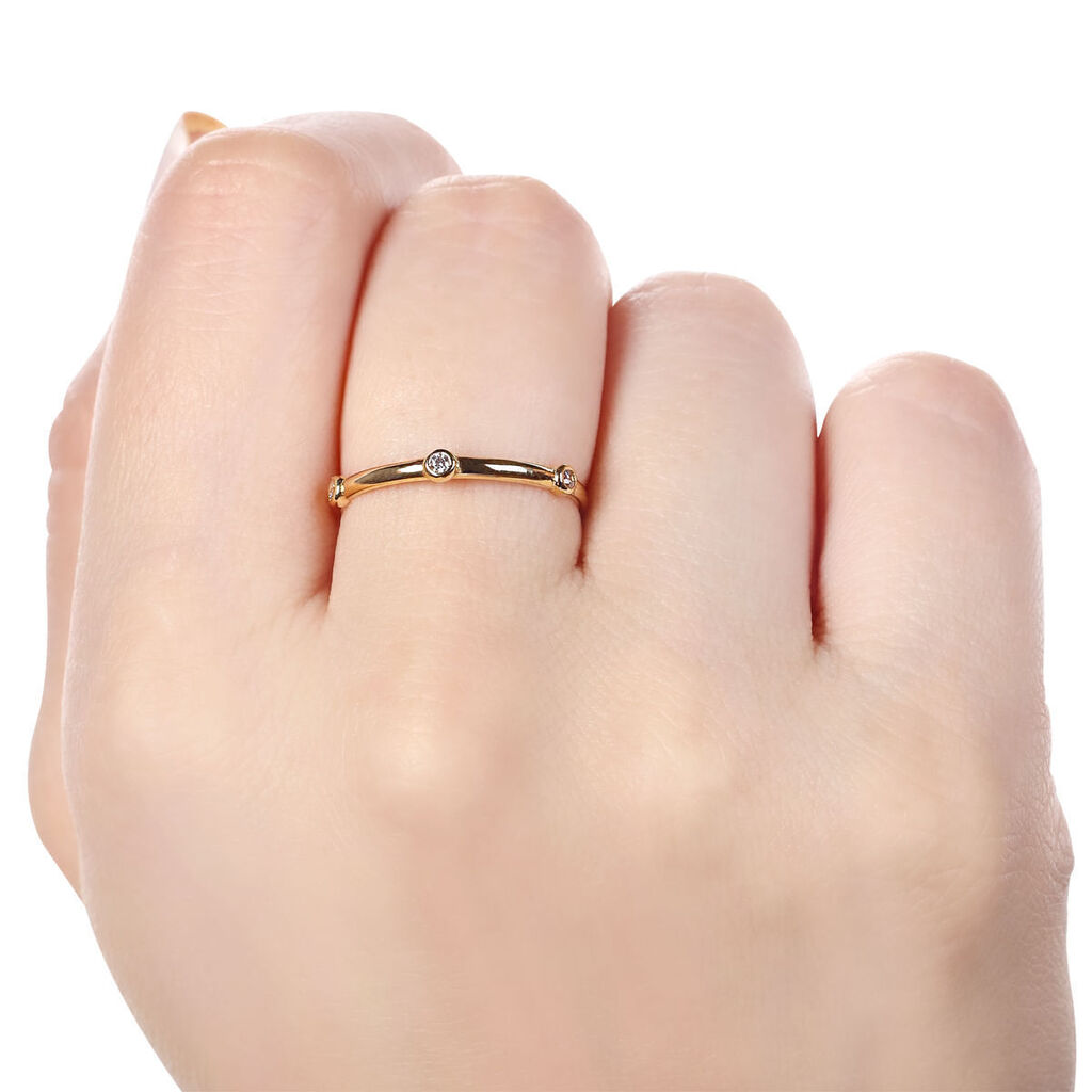 Anel em Ouro Amarelo 18k Com 3 Zircônias