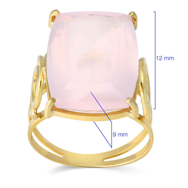 Anel em Ouro Amarelo 18k com Quartzo Rosa