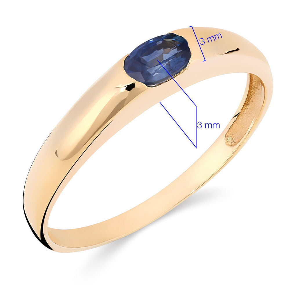 Anel em Ouro Amarelo com Safira Azul