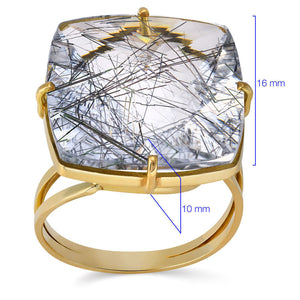 Anel em Ouro Amarelo 18k Quartzo Rutilado