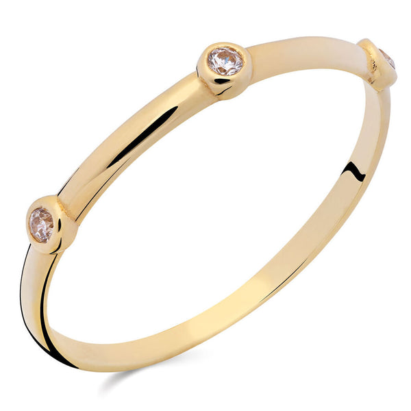 Anel em Ouro Amarelo 18k Com 3 Zircônias