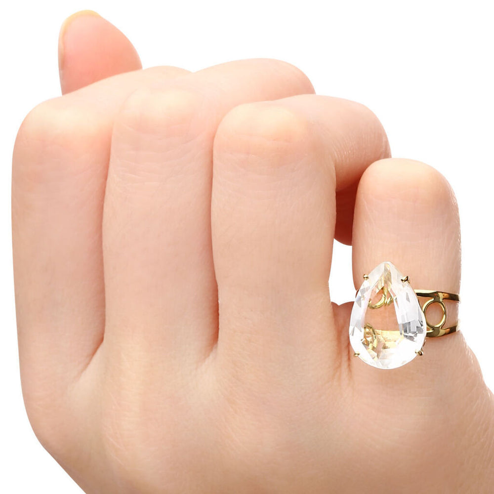 Anel em Ouro Amarelo 18k com Cristal