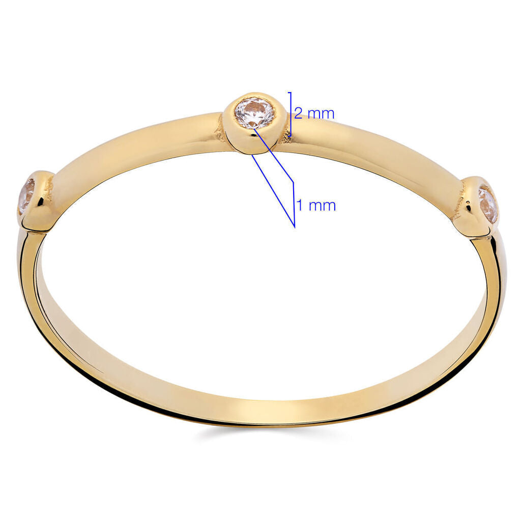 Anel em Ouro Amarelo 18k Com 3 Zircônias