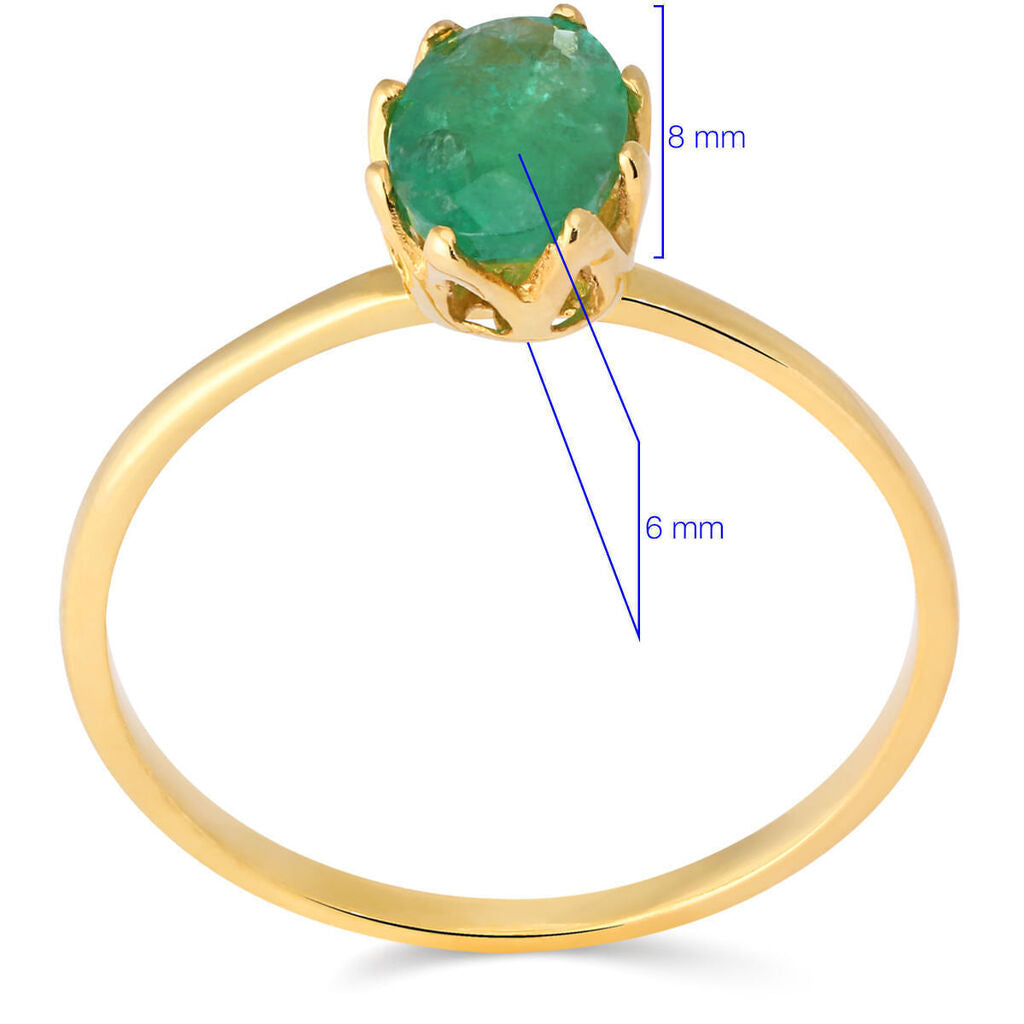 Anel em Ouro Amarelo 18 k com Esmeralda
