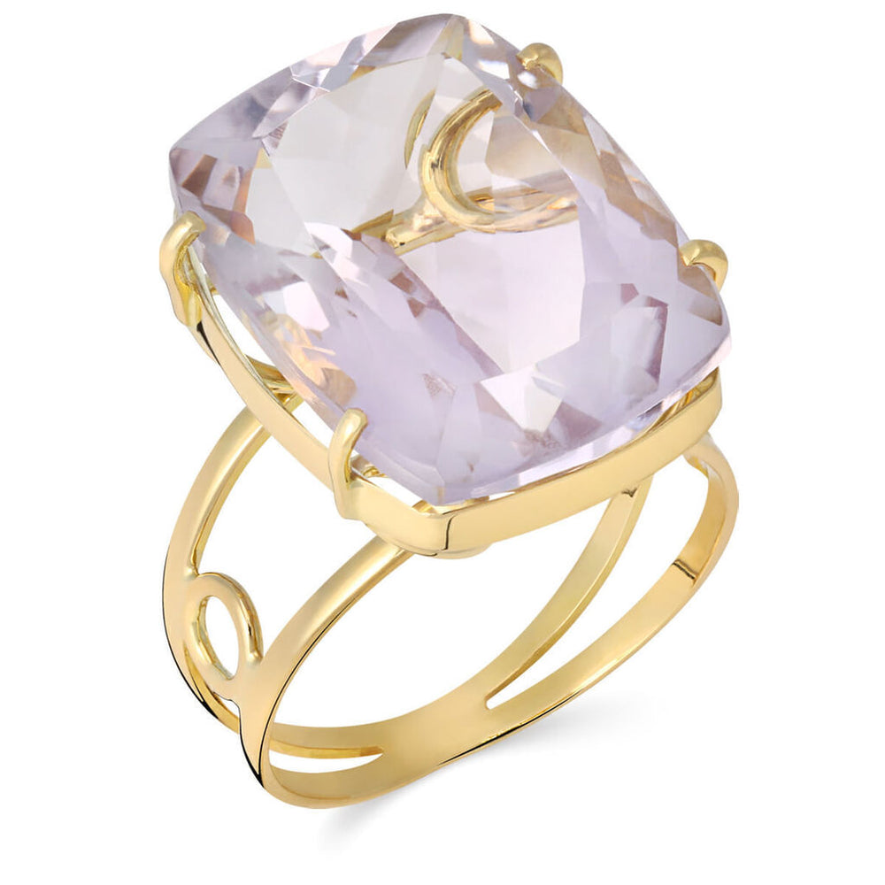 Anel em Ouro Amarelo 18 k com Amestista Rose de France