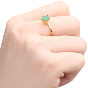 Anel em Ouro Amarelo 18 k com Esmeralda