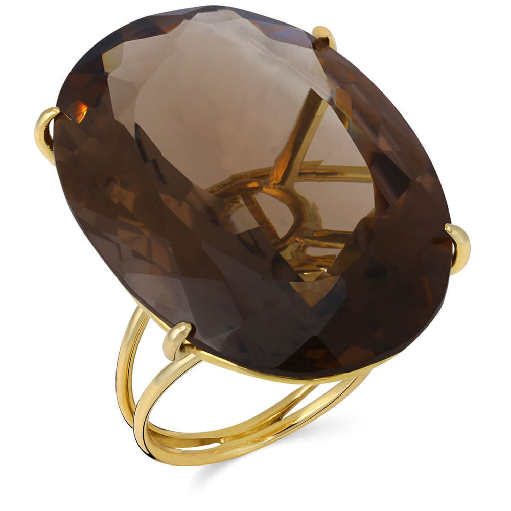 Anel em Ouro Amarelo 18k com Topázio Fumê