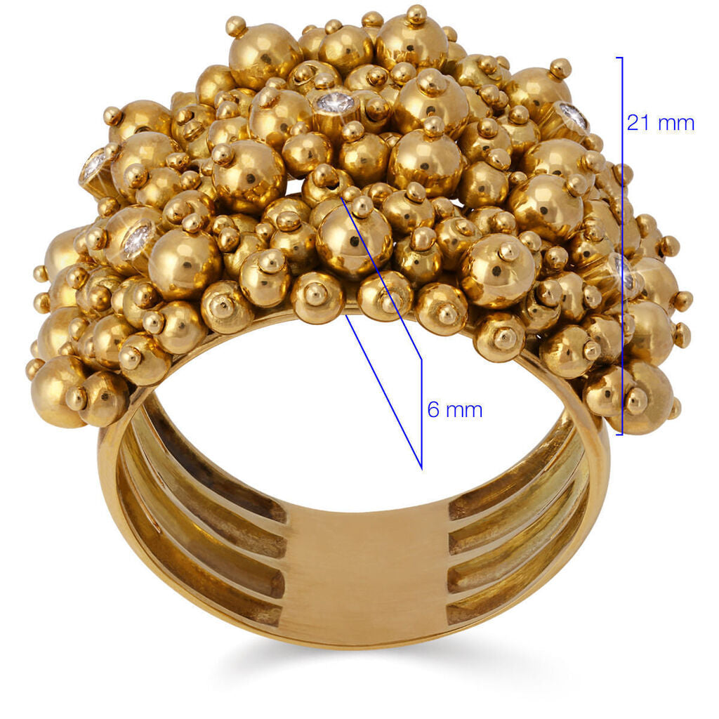 Anel em Ouro Amarelo 18 k com Diamantes
