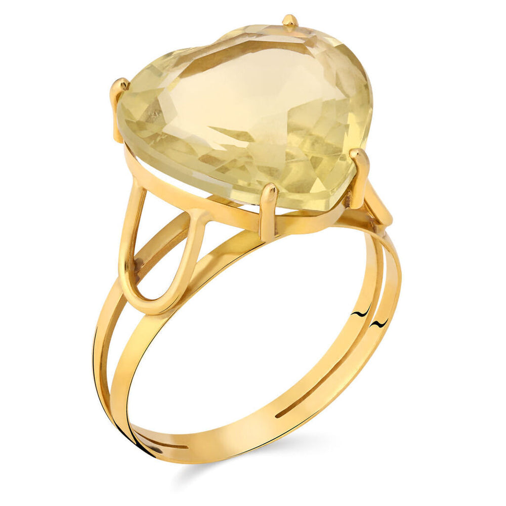 Anel em Ouro Amarelo 18k Coração com Quartzo Green Gold
