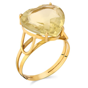 Anel em Ouro Amarelo 18k Coração com Quartzo Green Gold