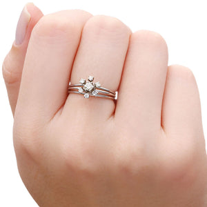 Anel em Ouro Branco 18 k com Diamantes