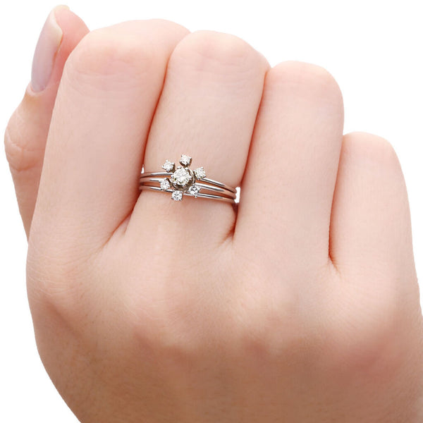 Anel em Ouro Branco 18 k com Diamantes