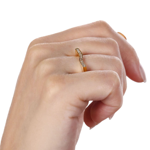 Anel em Ouro Amarelo 18 k com 11 Zircônias