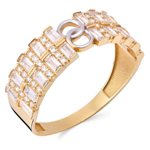 Anel em Ouro Amarelo 18k com Zirconias
