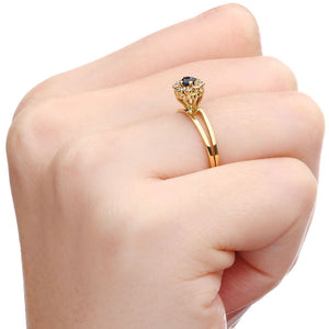 Anel em Ouro Amarelo Chuveiro de Safira com Diamantes