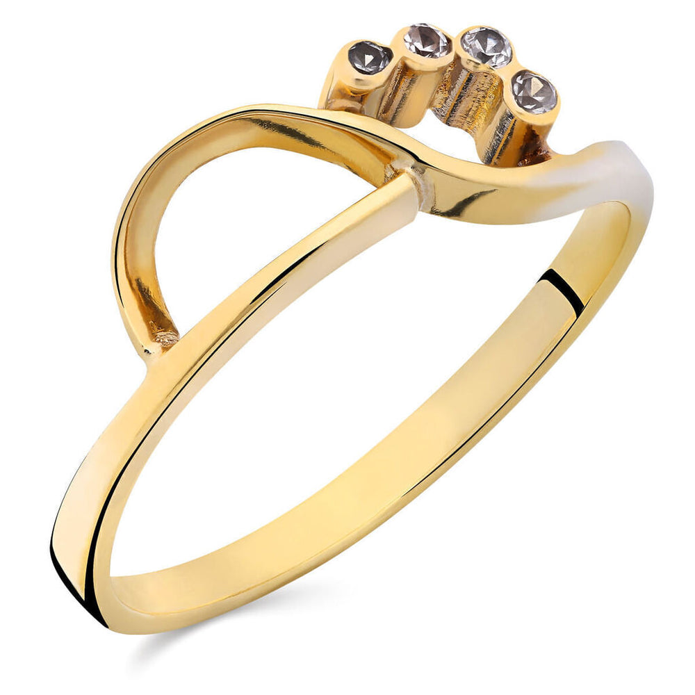 Anel em Ouro Amarelo 18 k Com Zircônias