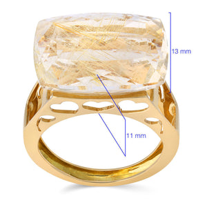 Anel em Ouro Amarelo 18k com  Quartzo Rutilado
