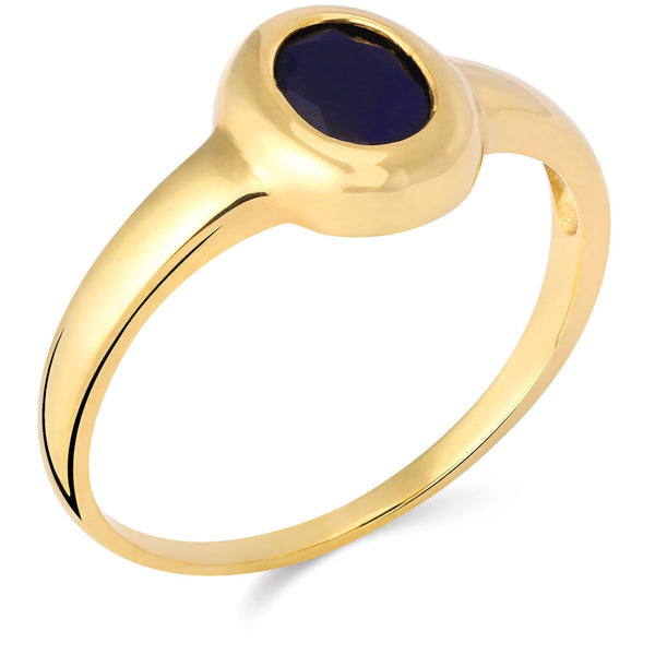 Anel em Ouro Amarelo 18k com Safira Azul