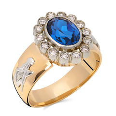 Anel em Ouro Amarelo 18k Formatura Pedra Azul Sintética