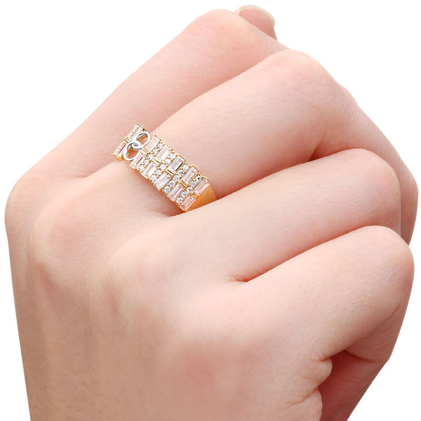 Anel em Ouro Amarelo 18k com Zirconias