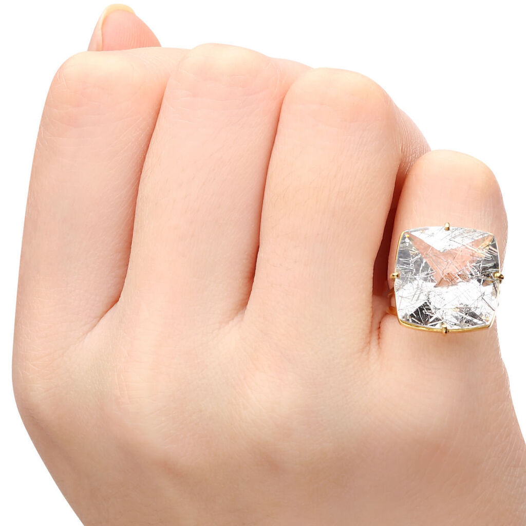 Anel em Ouro Amarelo 18k Quartzo Rutilado