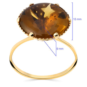 Anel em Ouro Amarelo 18 k com Ctrino Wiski Estrela