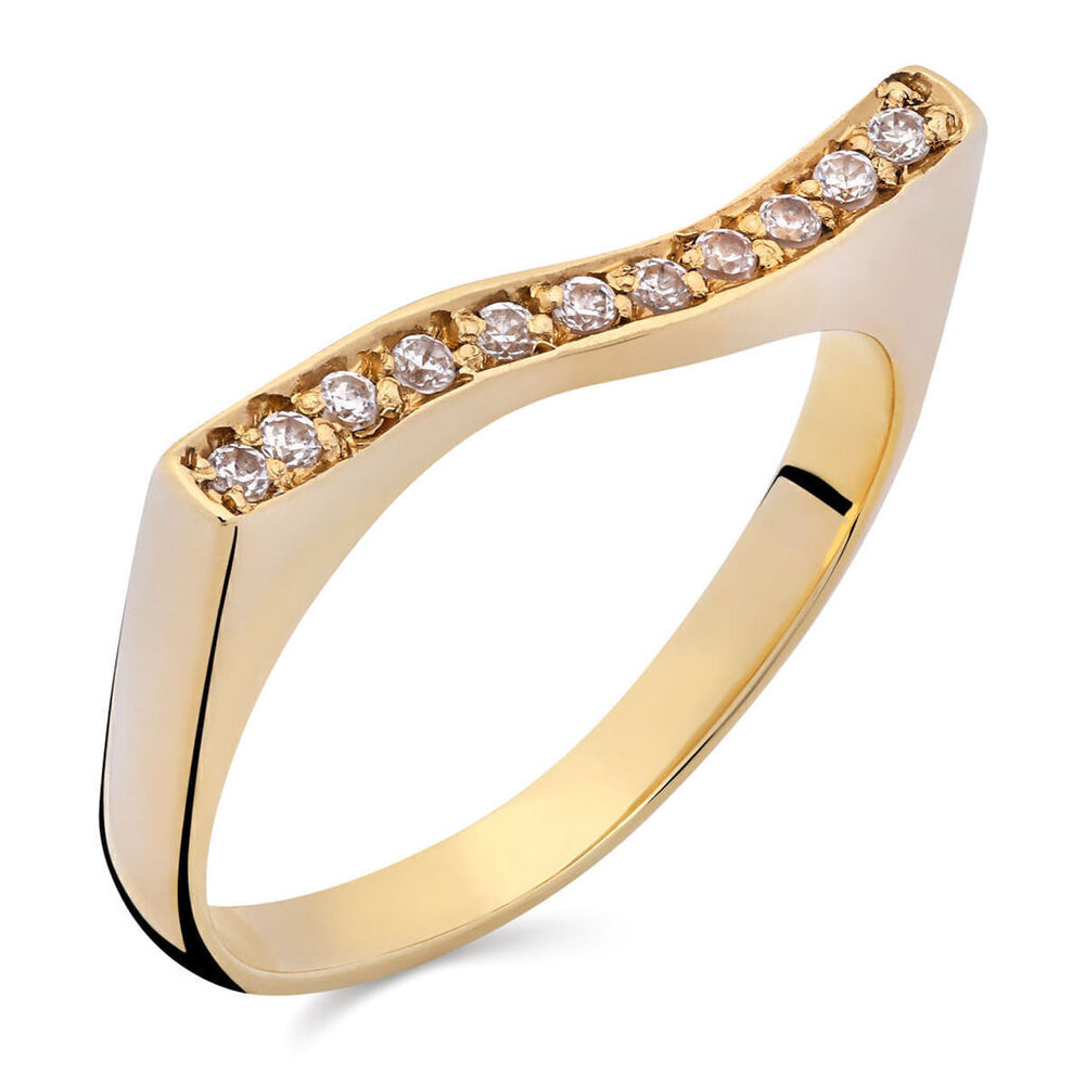 Anel em Ouro Amarelo 18 k com 11 Zircônias
