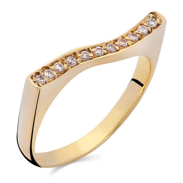 Anel em Ouro Amarelo 18 k com 11 Zircônias