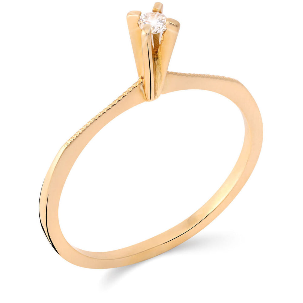 Anel em Ouro Amarelo 18 k com Diamante