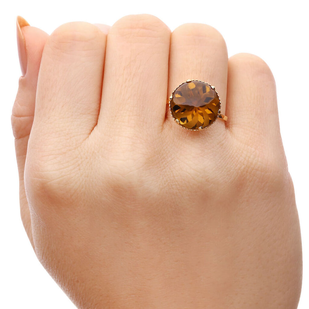 Anel em Ouro Amarelo 18 k com Ctrino Wiski Estrela